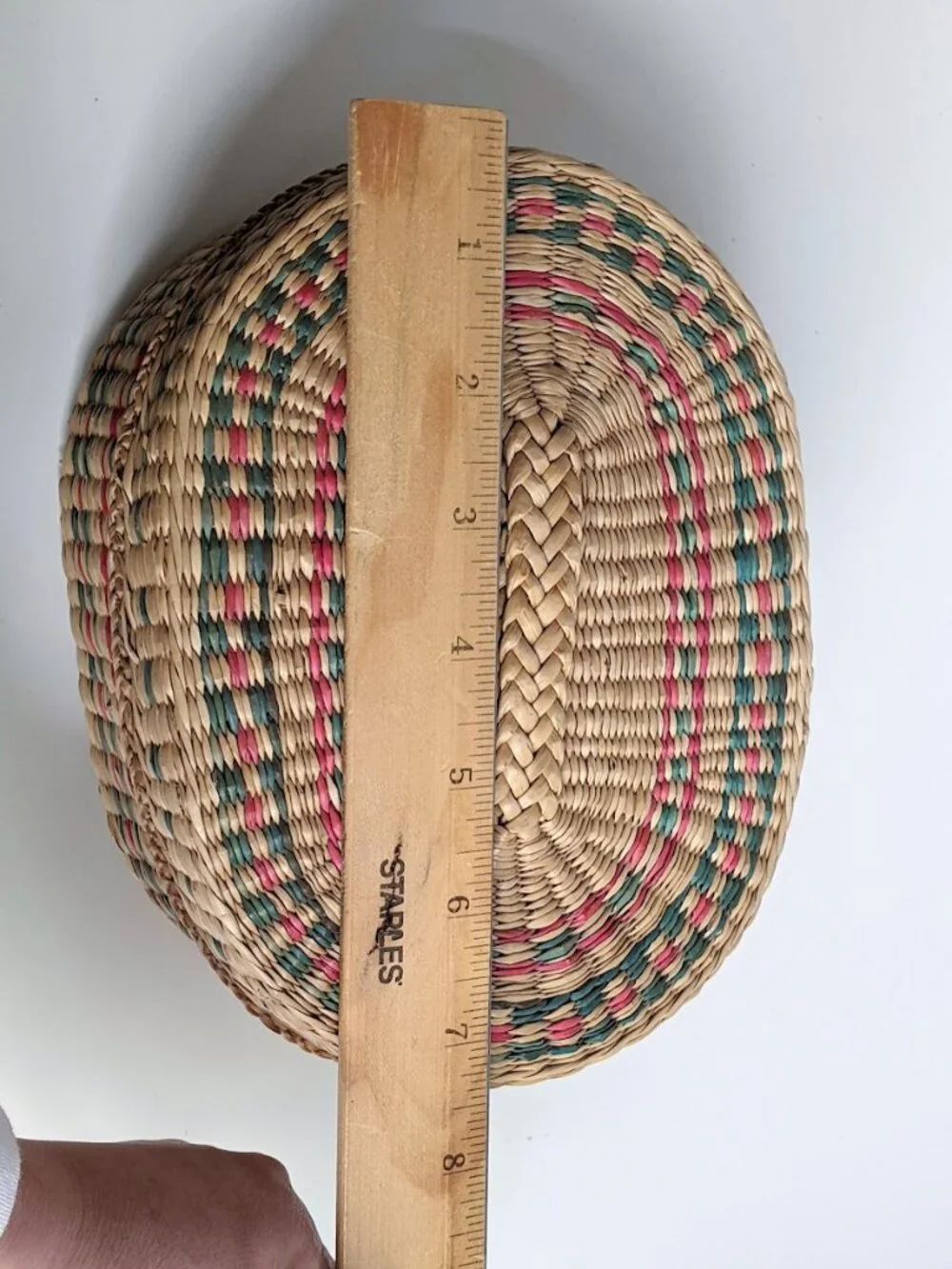 Vtg Sweet Grass Oval Nesting / Stacking Baskets Small Lidded Storage Boxes Set
